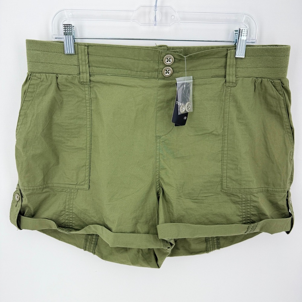 Torrid Olivine Green Poplin Utility Shorts Womens 1X 14-16 NWT 43915511